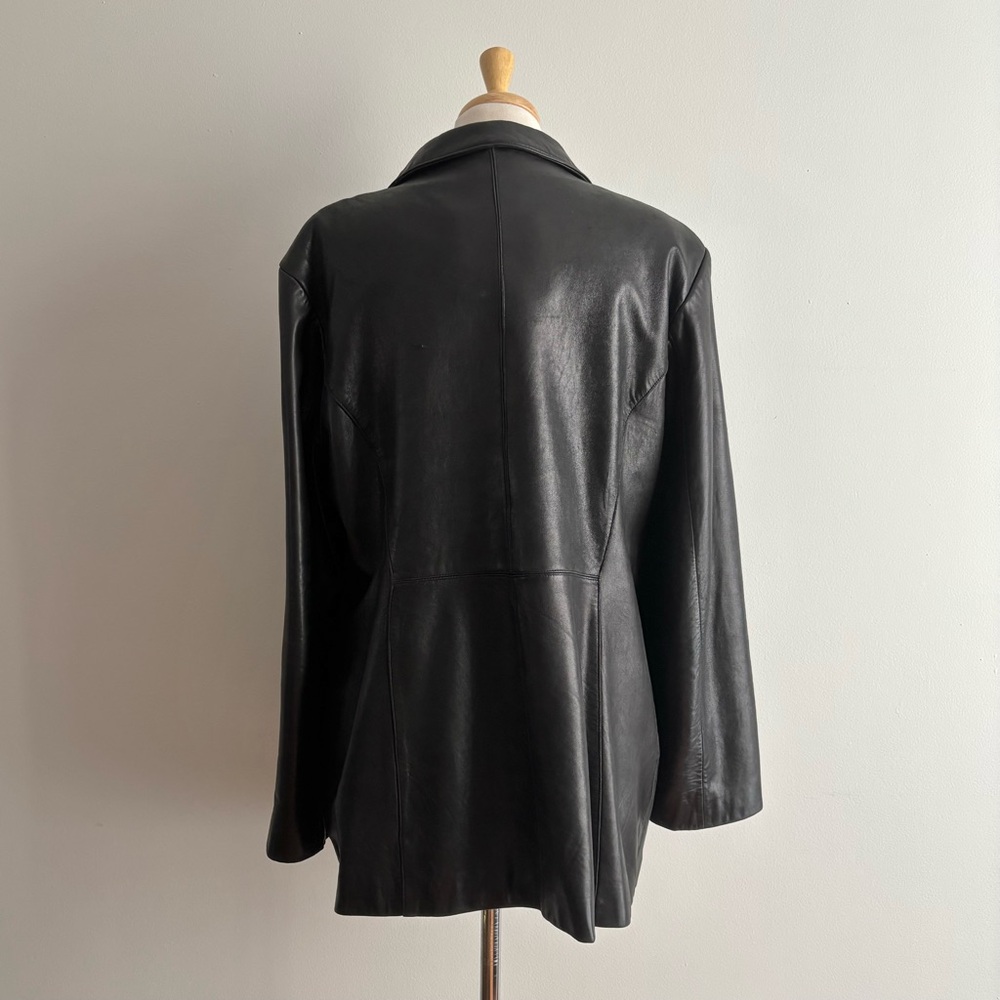 Danier Black Leather Button-Front Coat - Picture 6 of 16